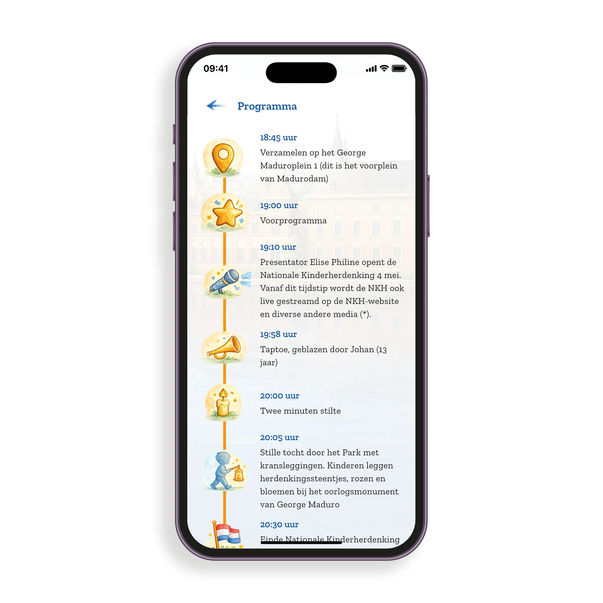 Nationale Kinderherdenking app: programmaoverzicht